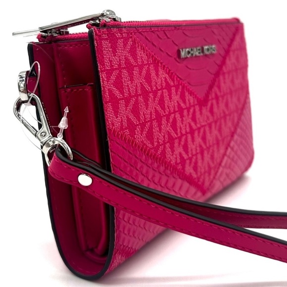 Michael Kors Double Zip Wallet Wristlet Electric Pink Multi (NWT) - Picture 4 of 9